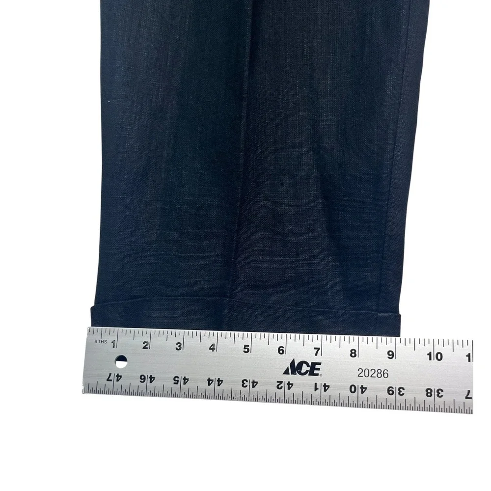 vtg Y2K Murano 40x30 Black 100% Linen Pants Trousers Pleated Relaxed High Waist